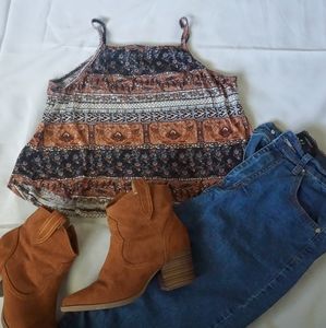 Multi- pattern tank top